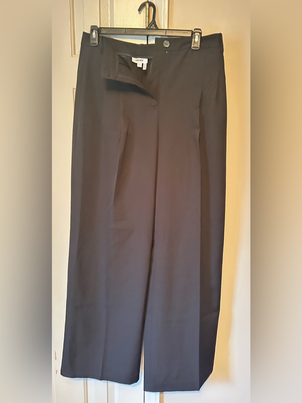 Women’s DKNY Wide-Leg Pleated Trousers Black Dress Pants